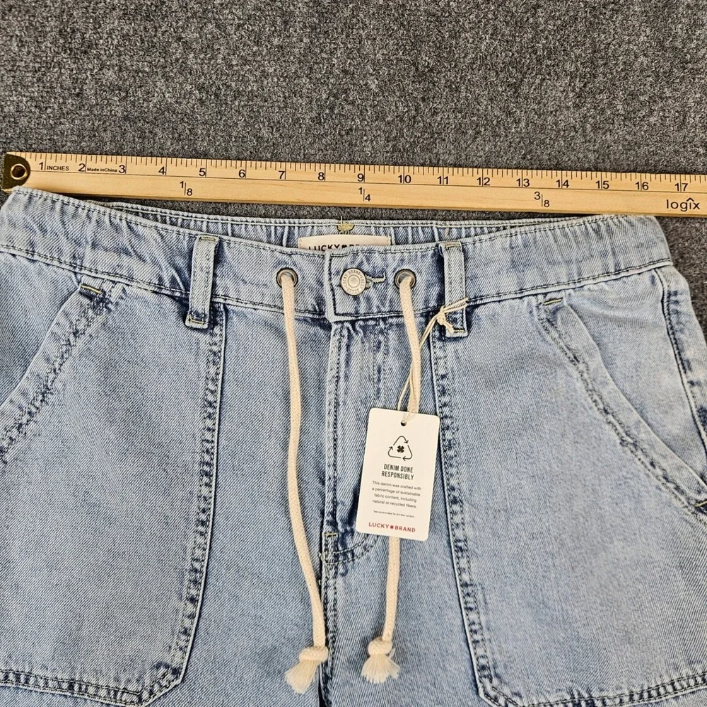 Lucky Brand Womens Wide Leg Utility Drawstring Jeans Light Wash Raw Hem Small